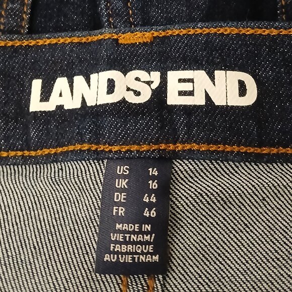 Lands End Jeans Size 14 Recover Wide Leg High Rise Dark Blue Denim Stretch - Picture 9 of 11